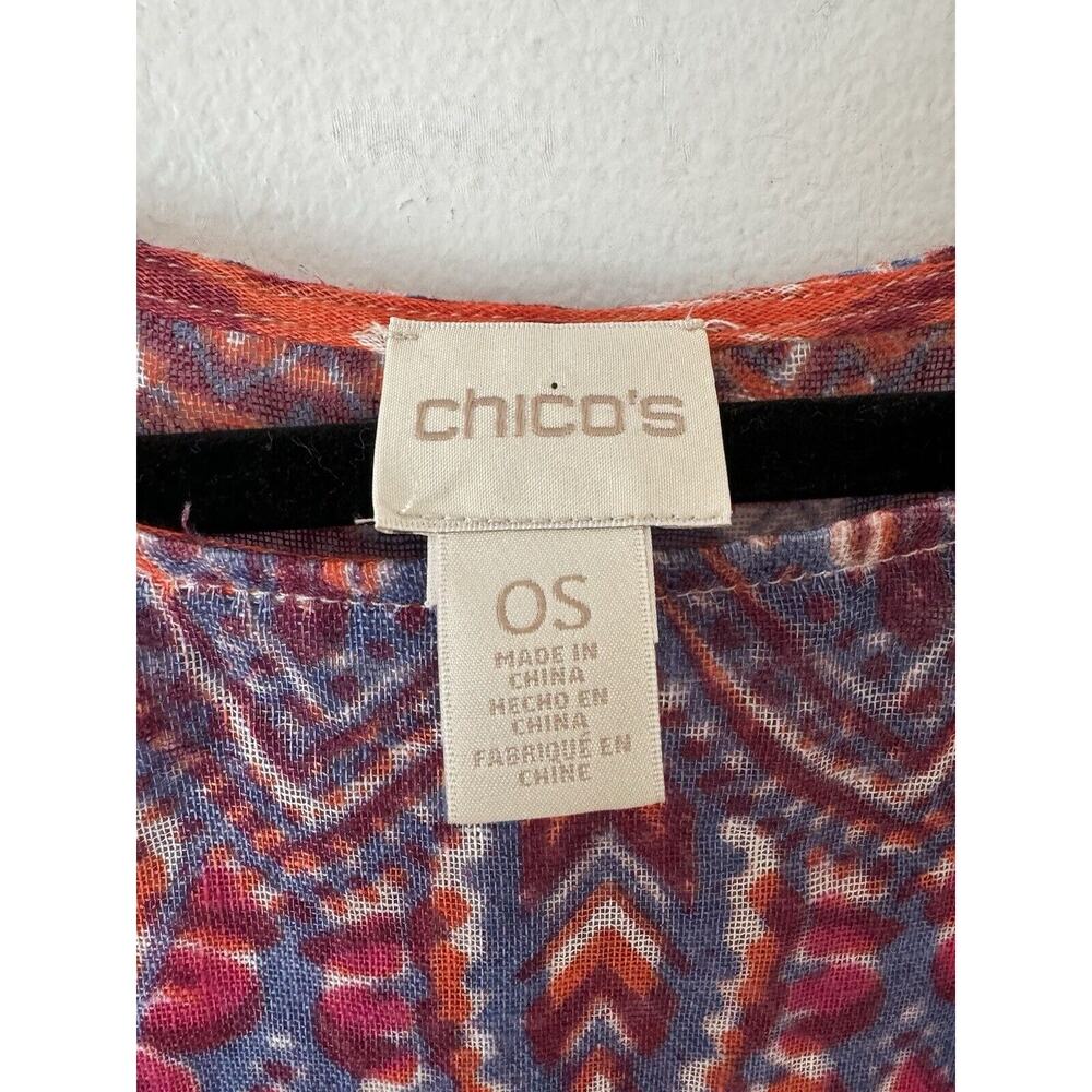 Chico's Phoebe Poncho Linen Semi Sheer Beaded Fringe Southwestern Cowgirl Sz OS - Picture 6 of 7